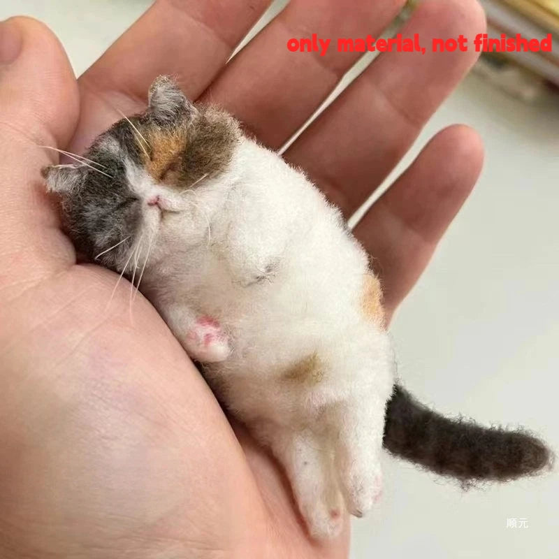 Sheep Felt Poke Cat Handmade Material Bag For Beginner Diy Wool Needle Felting Simulation Creative Animal Gifts - 01