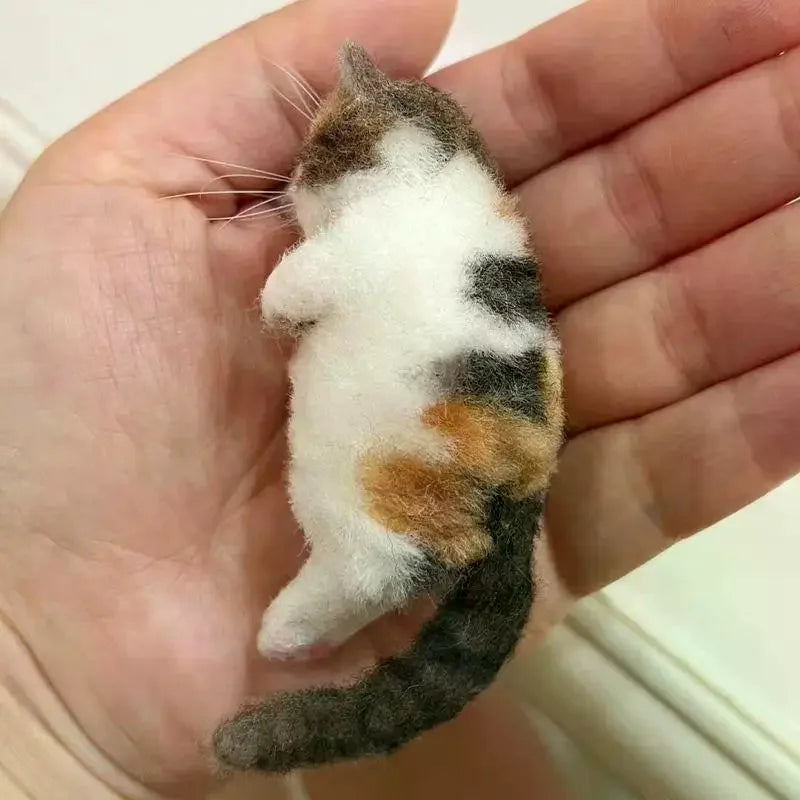 Sheep Felt Poke Cat Handmade Material Bag For Beginner Diy Wool Needle Felting Simulation Creative Animal Gifts