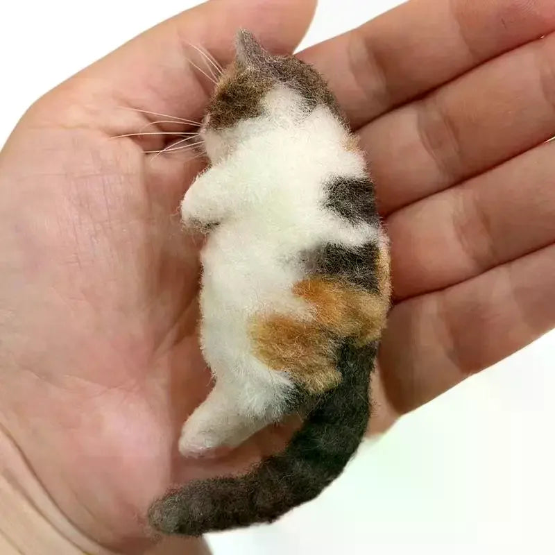 Sheep Felt Poke Cat Handmade Material Bag For Beginner Diy Wool Needle Felting Simulation Creative Animal Gifts